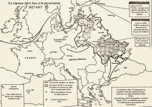 <span style="float: left; font-size: 26px; font-weight: bold; color: black;">1</span> Présence juive en France au début du 20ème siècle : Israélites et immigrés juifs d’Europe de l’Est 24 5I A1005 1 5b.11 06 carte la reponse des Juifs de Russie face persecution copie 0 MRJ MOI