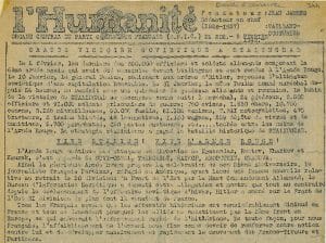 <span style="float: left; font-size: 26px; font-weight: bold; color: black;">2</span> Accélération de la déportation. Armée nazie en déroute 3 S10.PA2 .007 Humanite 5fev1943 p1 copie MRJ MOI