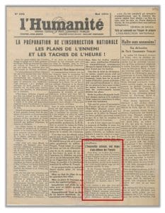 <span style="float: left; font-size: 26px; font-weight: bold; color: black;">1</span> Vers l’insurrection nationale 17 S14.PA1 .015 Humanite mai 1944 Mg MRJ MOI