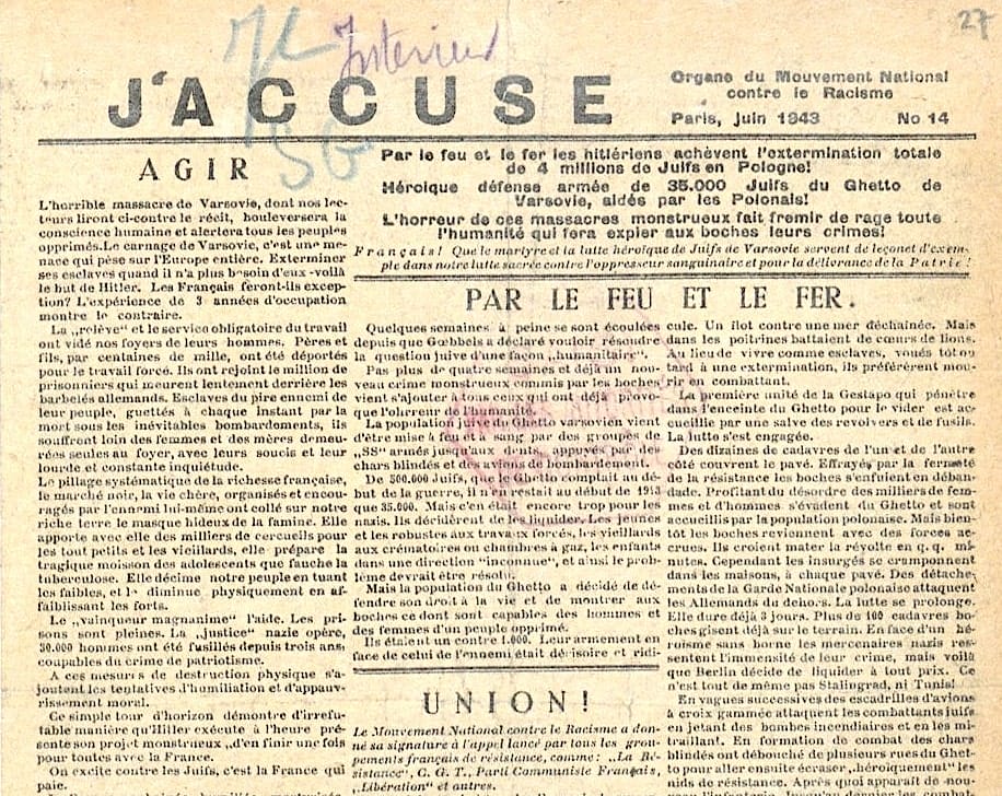 <span style="float: left; font-size: 26px; font-weight: bold; color: black;">3</span> Un soulèvement à valeur d’exemple 33 s10.pa3 .013 j accuse juin1943 MRJ MOI
