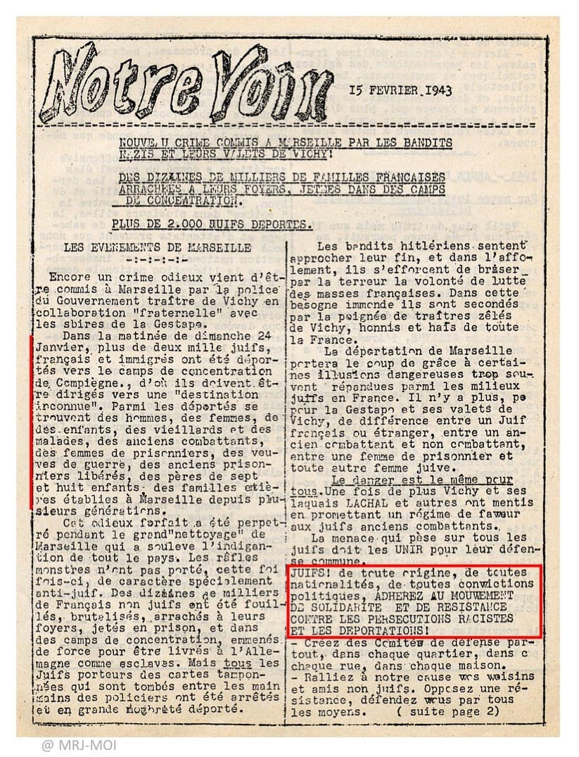 <span style="float: left; font-size: 26px; font-weight: bold; color: black;">1</span> Regroupement de la Résistance juive communiste 53 MRJ MOI