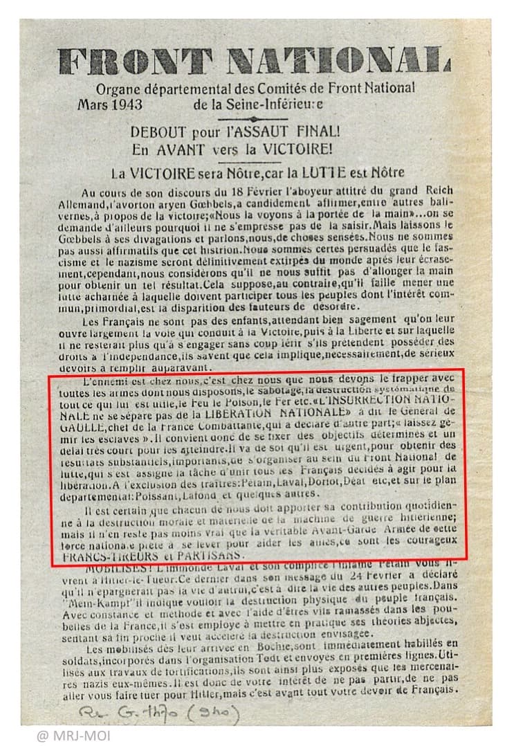 <span style="float: left; font-size: 26px; font-weight: bold; color: black;">1</span> Regroupement de la Résistance juive communiste 55 s11.pa1 .012 front national tract 1943 mg MRJ MOI