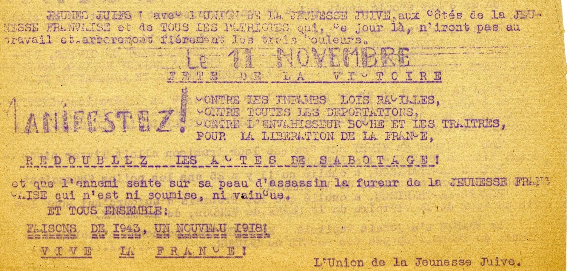 <span style="float: left; font-size: 26px; font-weight: bold; color: black;">3</span> Résistance à visages multiples 50 s11.pa3 .009 tract ujj 1943 MRJ MOI