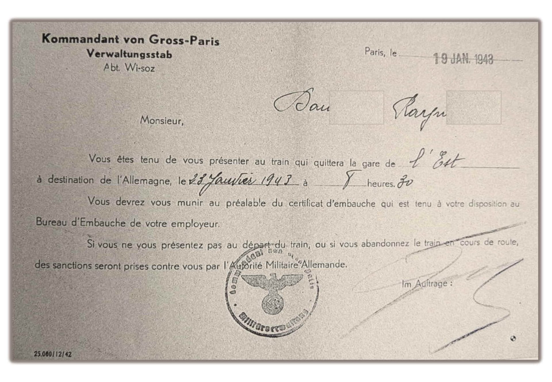 <span style="float: left; font-size: 26px; font-weight: bold; color: black;">1</span> Service du travail obligatoire et propagande 31 s12.pa1 .002 convocation sto snecma mg scaled MRJ MOI