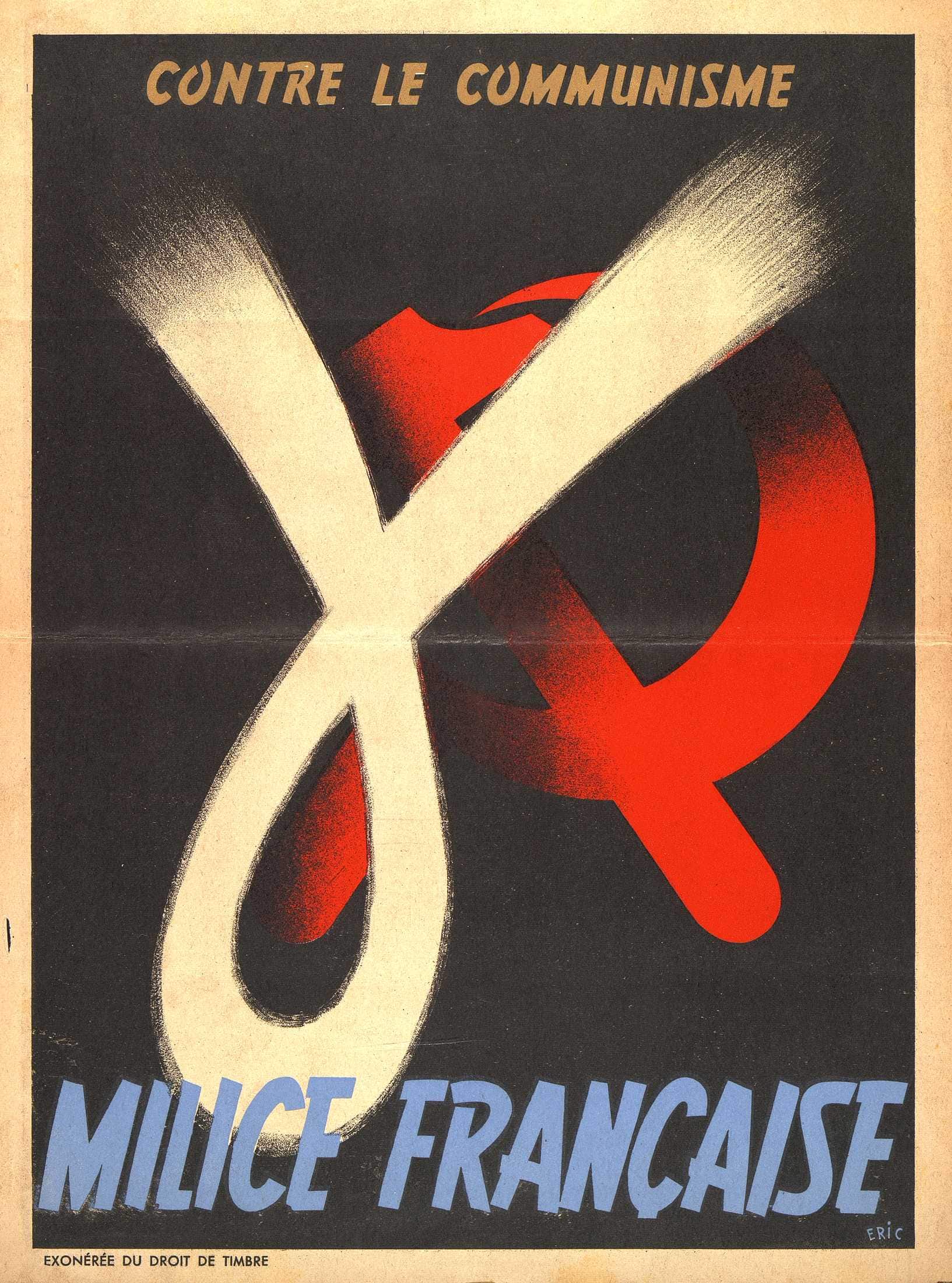 <span style="float: left; font-size: 26px; font-weight: bold; color: black;">1</span> Service du travail obligatoire et propagande 27 s12.pa1 .013 affiche milice francaise MRJ MOI