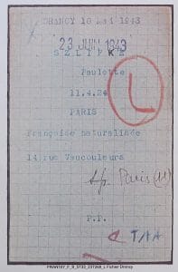 <span style="float: left; font-size: 26px; font-weight: bold; color: black;">2</span> Démantèlement de la section juive de la M.O.I. 26 s12.pa2 .011 fiche p.slifke drancy MRJ MOI