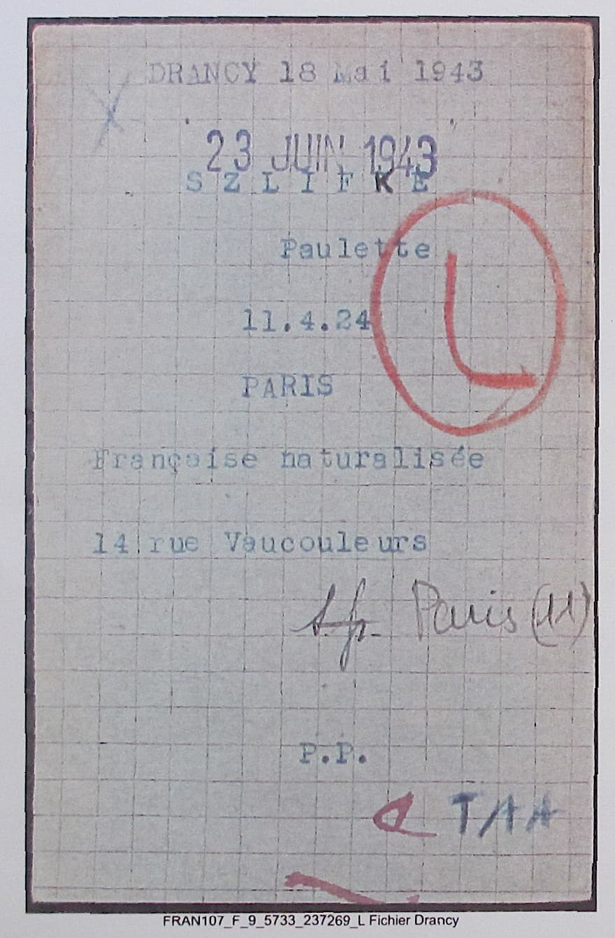 <span style="float: left; font-size: 26px; font-weight: bold; color: black;">2</span> Démantèlement de la section juive de la M.O.I. 56 s12.pa2 .011 fiche p.slifke drancy MRJ MOI