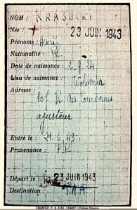 <span style="float: left; font-size: 26px; font-weight: bold; color: black;">2</span> Démantèlement de la section juive de la M.O.I. 25 s12.pa2 .012 krasucki fiche drancy juin43 MRJ MOI