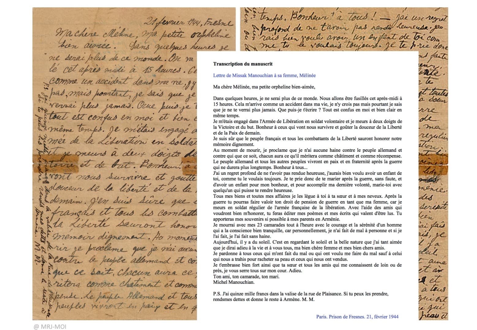 <span style="float: left; font-size: 26px; font-weight: bold; color: black;">2</span> Démantèlement de la section juive de la M.O.I. 51 s12.pa2 .019 lettre manouchian mg MRJ MOI