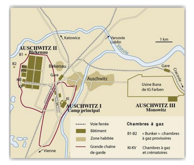 <span style="float: left; font-size: 26px; font-weight: bold; color: black;">3</span> Répression et déportation 39 s12.pa3 .008 plan auschwitz birkenau MRJ MOI