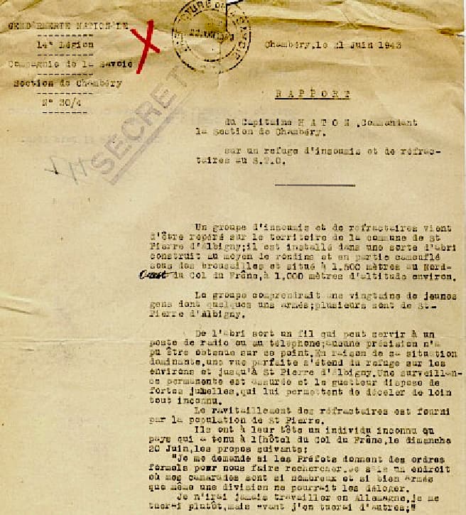 <span style="float: left; font-size: 26px; font-weight: bold; color: black;">1</span> Contre le nazisme et Vichy : convergence des forces 48 s13.pa1 .005 rapport gendarmerie sto MRJ MOI