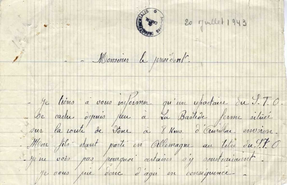 <span style="float: left; font-size: 26px; font-weight: bold; color: black;">2</span> Fédération des mouvements juifs 36 s13.pa2 .007 lettre delation sto MRJ MOI
