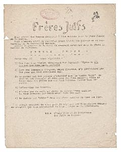 <span style="float: left; font-size: 26px; font-weight: bold; color: black;">2</span> Fédération des mouvements juifs 15 s13.pa2 .015 tract freres juifs.mg MRJ MOI