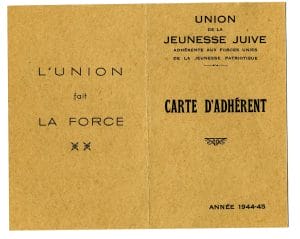 <span style="float: left; font-size: 26px; font-weight: bold; color: black;">2</span> Création de la Commission Centrale de l’Enfance (CCE) 12 s15.pa2 .005 carte adherent ujj 1944 45 MRJ MOI
