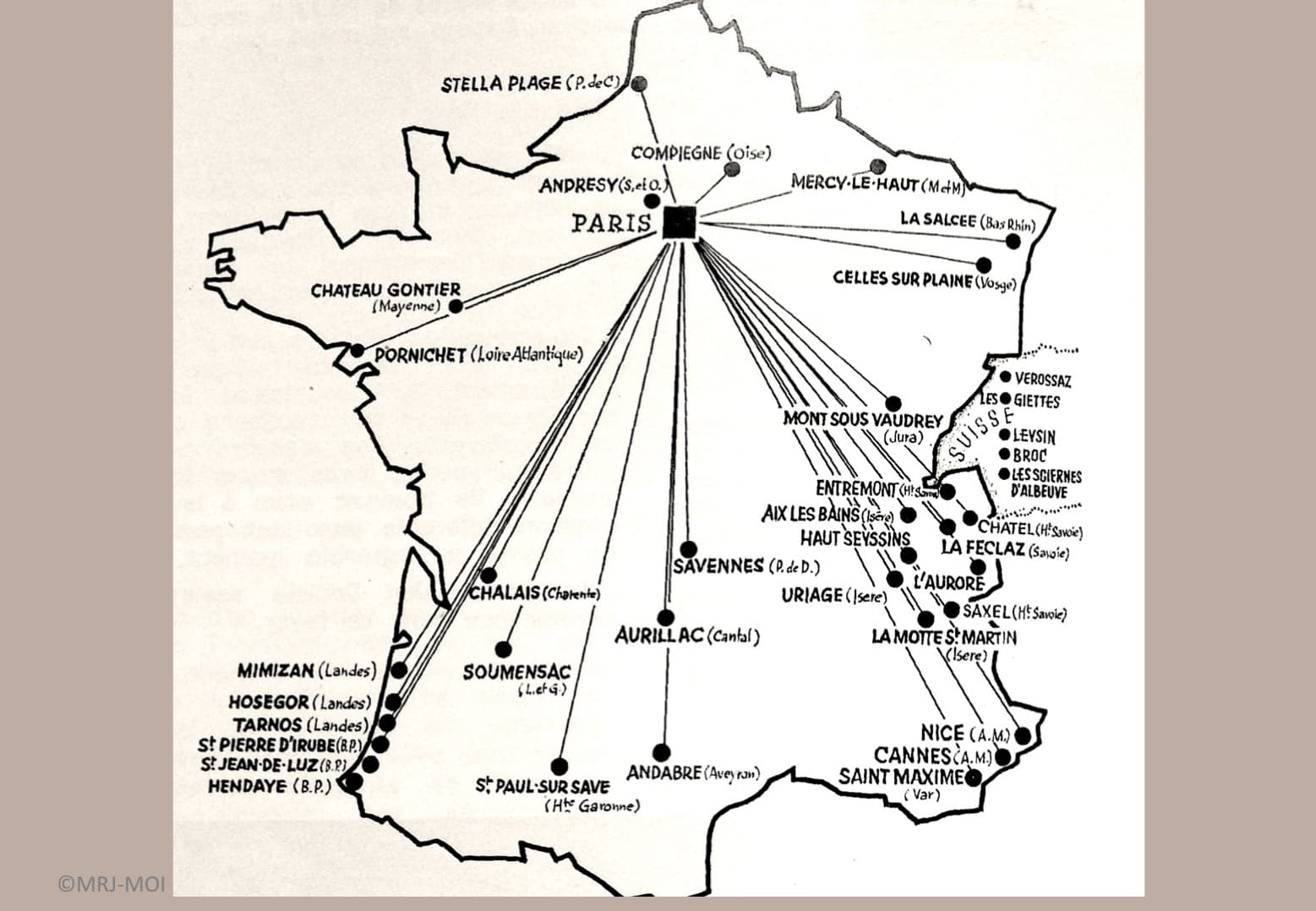 <span style="float: left; font-size: 26px; font-weight: bold; color: black;">2</span> Création de la Commission Centrale de l’Enfance (CCE) 62 s15.pa2 .022 carte foyers cce 1945 mg MRJ MOI