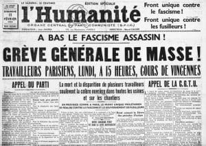 <span style="float: left; font-size: 26px; font-weight: bold; color: black;">1</span> Un front uni contre deux dangers communs 5 s2.pa1 .004 humanite 11fev1934 MRJ MOI