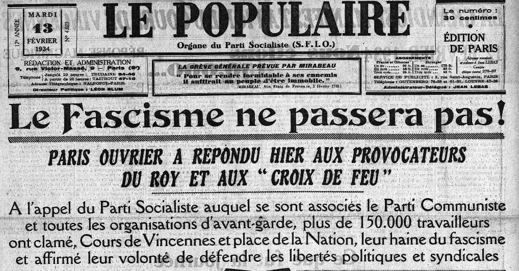 <span style="float: left; font-size: 26px; font-weight: bold; color: black;">1</span> Un front uni contre deux dangers communs 45 s2.pa1 .005 populaire 13fevr1934 MRJ MOI