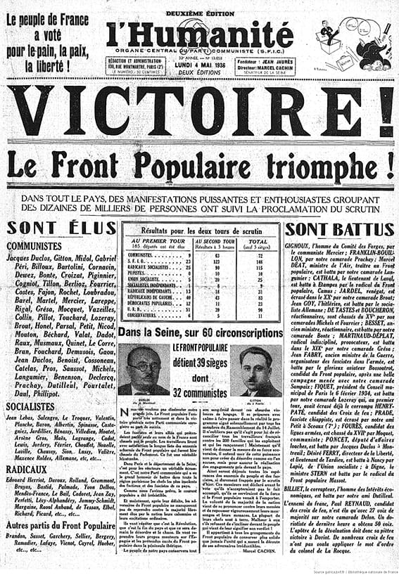 <span style="float: left; font-size: 26px; font-weight: bold; color: black;">1</span> Un front uni contre deux dangers communs 44 s2.pa1 .008 humanite 4mai1936 MRJ MOI