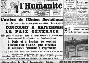 <span style="float: left; font-size: 26px; font-weight: bold; color: black;">2</span> Le pacte germano-soviétique 6 s2.pa2 .010 humanite 25aout 1939 MRJ MOI