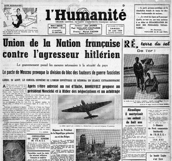 <span style="float: left; font-size: 26px; font-weight: bold; color: black;">2</span> Le pacte germano-soviétique 35 s2.pa2 .012 humanite 26aout 1939 MRJ MOI