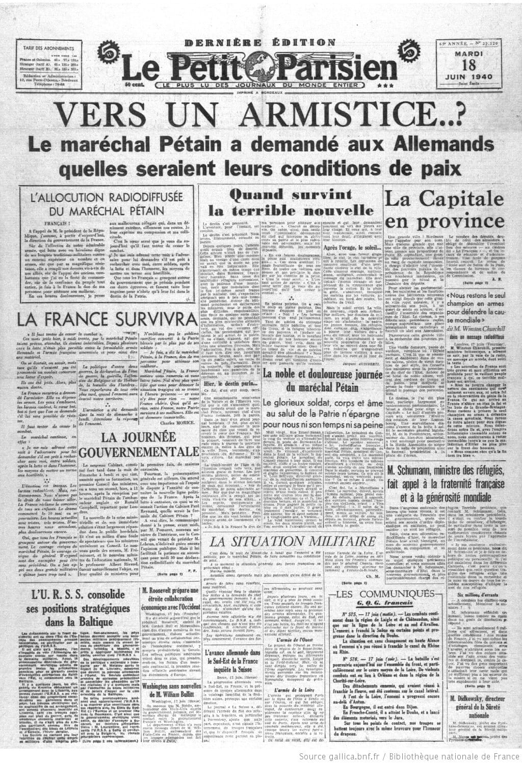 <span style="float: left; font-size: 26px; font-weight: bold; color: black;">1</span> Engagement des Juifs immigrés dans la guerre 49 s3.pa1 .019 petit parisien 18juin 1940 MRJ MOI