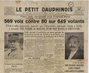 <span style="float: left; font-size: 26px; font-weight: bold; color: black;">2</span> De la collaboration à l’antisémitisme d'État 9 s3.pa2 .009 petit dauphinois 11juil 1940 MRJ MOI