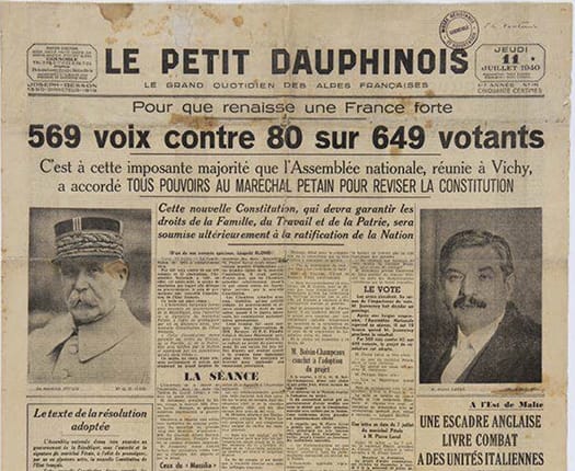 <span style="float: left; font-size: 26px; font-weight: bold; color: black;">2</span> De la collaboration à l’antisémitisme d'État 37 s3.pa2 .009 petit dauphinois 11juil 1940 MRJ MOI