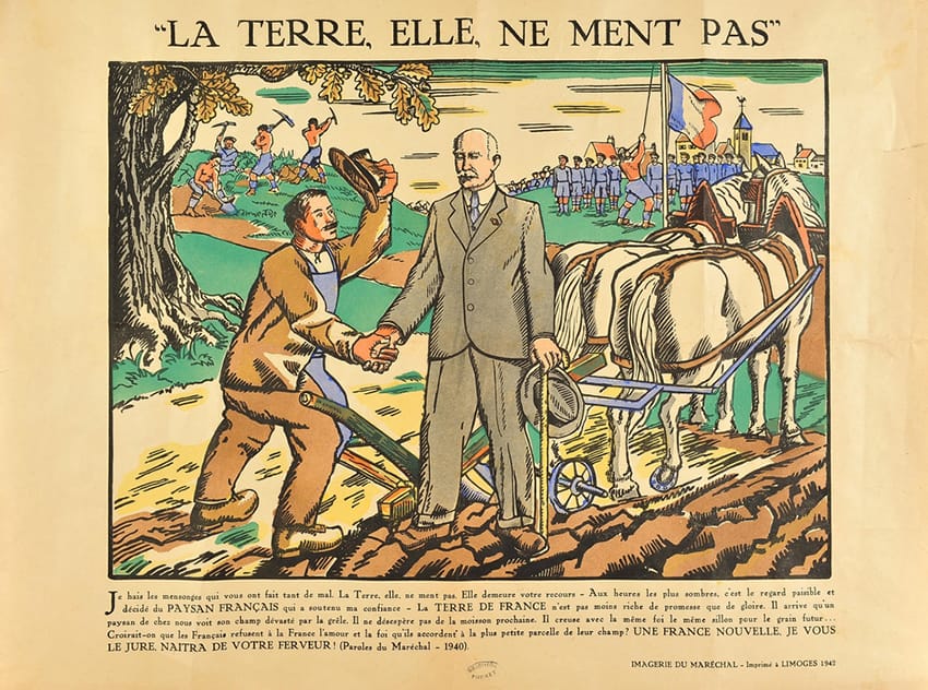 <span style="float: left; font-size: 26px; font-weight: bold; color: black;">2</span> De la collaboration à l’antisémitisme d'État 40 s3.pa2 .014 paysannisme petainiste 1942 MRJ MOI