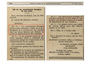 <span style="float: left; font-size: 26px; font-weight: bold; color: black;">1</span> Premier statut des Juifs 4 s4.pa1 .002 loi intern juifs etrangers jo 18oct40 mg MRJ MOI