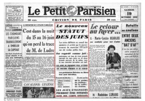 <span style="float: left; font-size: 26px; font-weight: bold; color: black;">1</span> Premier statut des Juifs 5 s4.pa1 .003 petit parisien 19 oct 1940 mg MRJ MOI