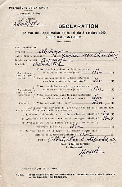 <span style="float: left; font-size: 26px; font-weight: bold; color: black;">1</span> Premier statut des Juifs 33 s4.pa1 .006 declaration juifs savoie MRJ MOI