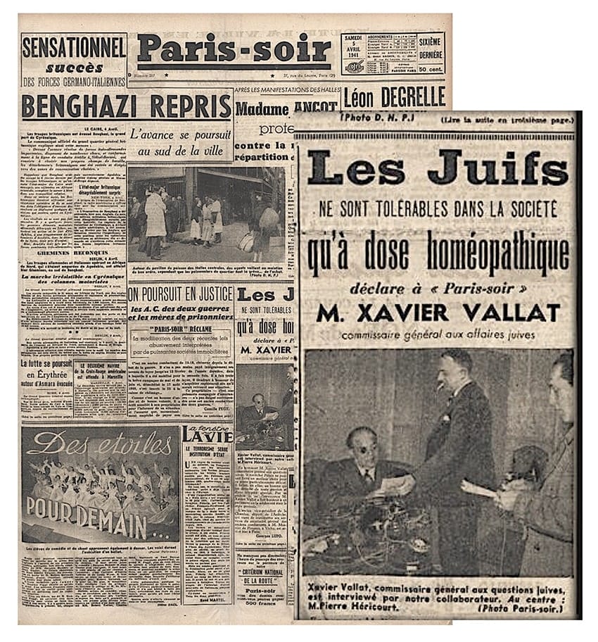 <span style="float: left; font-size: 26px; font-weight: bold; color: black;">3</span> Camps d’internement et premières rafles 45 s4.pa3 .002 paris soir 5avril 1941 mg MRJ MOI