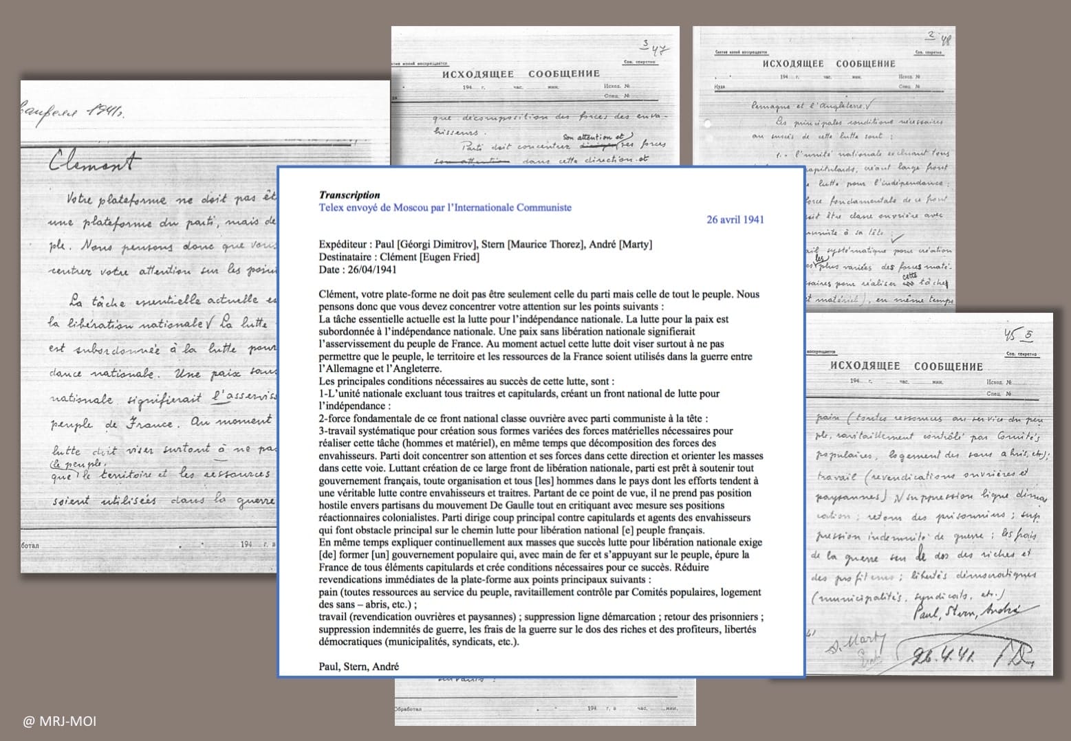 <span style="float: left; font-size: 26px; font-weight: bold; color: black;">3</span> Camps d’internement et premières rafles 50 s4.pa3 .021 telex5 26av1941 transcrpt mg MRJ MOI