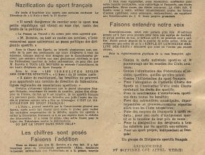 <span style="float: left; font-size: 26px; font-weight: bold; color: black;">2</span> Résistance armée, Résistance civile 7 s5.pa2 .006 tract sport francais 1941 MRJ MOI