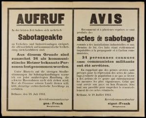 <span style="float: left; font-size: 26px; font-weight: bold; color: black;">3</span> Manifestations anti-hitlériennes et répression 7 s5.pa3 .009 affiche arrestation communistes juil1941 MRJ MOI