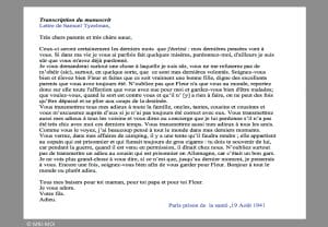 <span style="float: left; font-size: 26px; font-weight: bold; color: black;">3</span> Manifestations anti-hitlériennes et répression 27 s5.pa3 .020 lettre tyszelman transcrip mg MRJ MOI