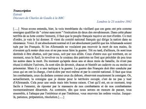 <span style="float: left; font-size: 26px; font-weight: bold; color: black;">3</span> Formes diverses de Résistance. Représailles. Exécutions d’otages 18 s6.pa3 .022 discours de gaulle londres min MRJ MOI