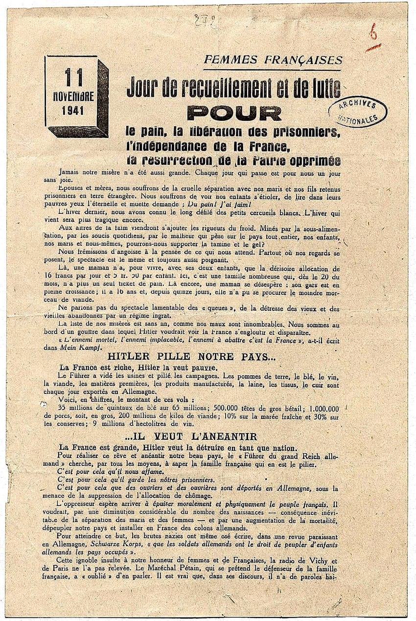 <span style="float: left; font-size: 26px; font-weight: bold; color: black;">1</span> Arsenal juridique anti-juif. Réaction de la M.O.I. 66 s7.pa1 .021 femmes francaises nov1941 min MRJ MOI