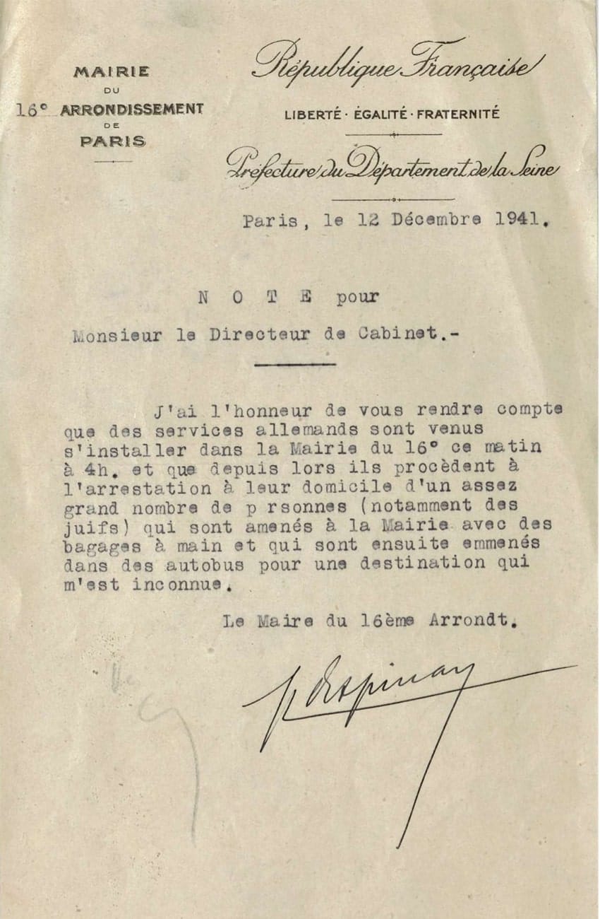 <span style="float: left; font-size: 26px; font-weight: bold; color: black;">2</span> Nouveau palier dans la politique de terreur 75 s7.pa2 .008 arrestations paris16e 12dec1941 min MRJ MOI