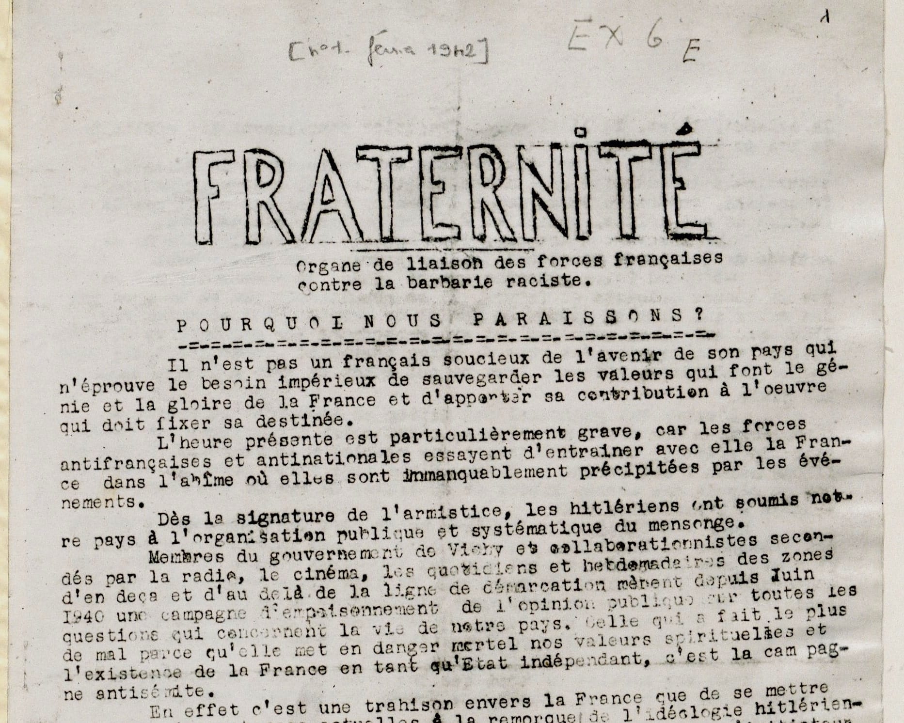 <span style="float: left; font-size: 26px; font-weight: bold; color: black;">1</span> Une action concertée 41 s9.pa1 .001 fraternite fev1942p1 min MRJ MOI