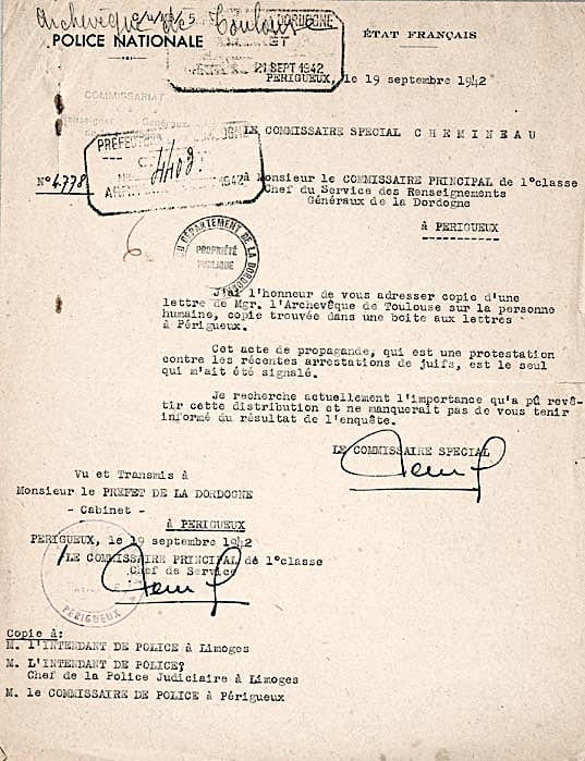 <span style="float: left; font-size: 26px; font-weight: bold; color: black;">1</span> Une action concertée 53 s9.pa1 .016 saliege prefet.19sept42 min MRJ MOI